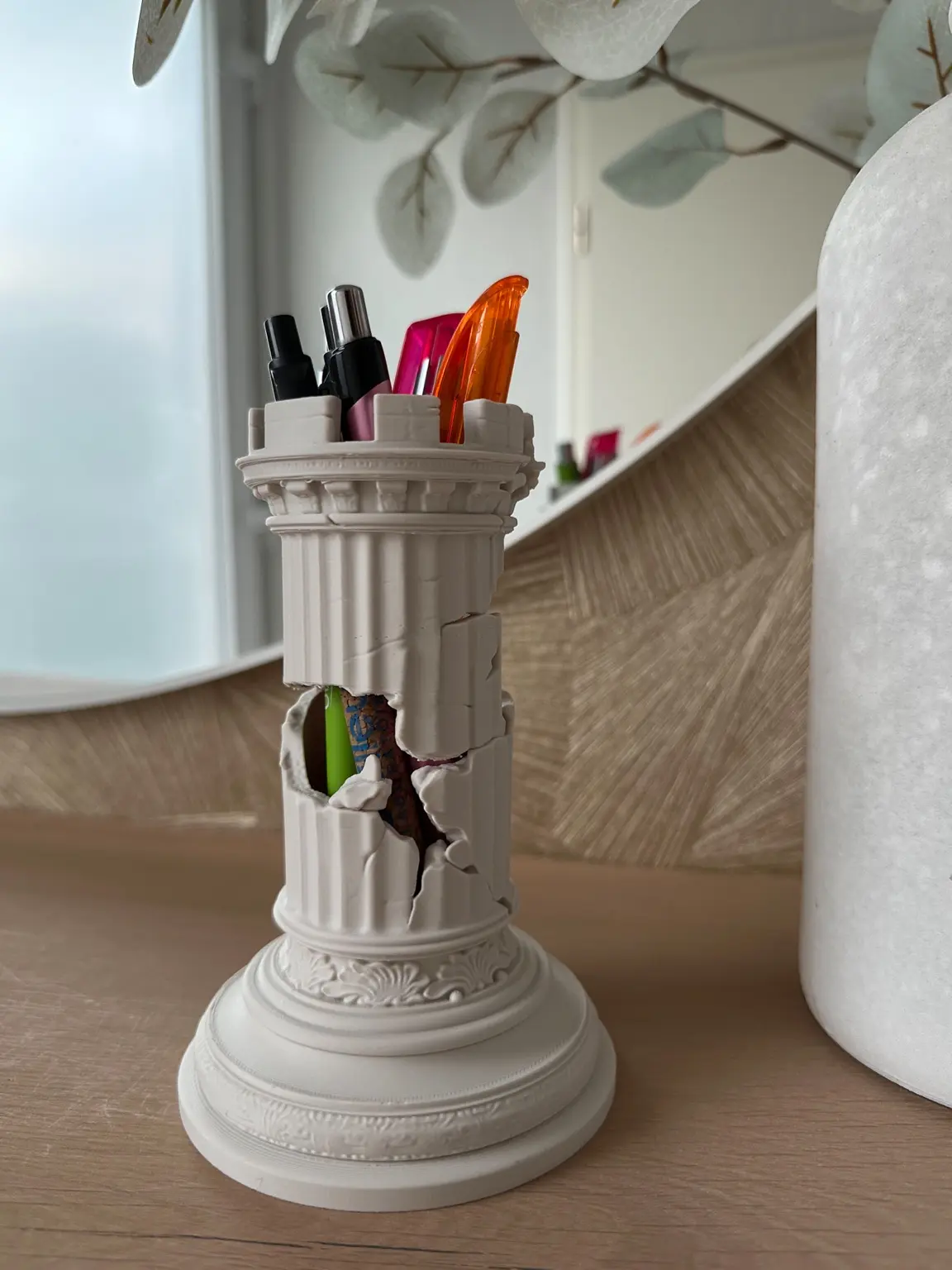 Prototype 01 from Chess 43 used as a pen holder in a studio setting